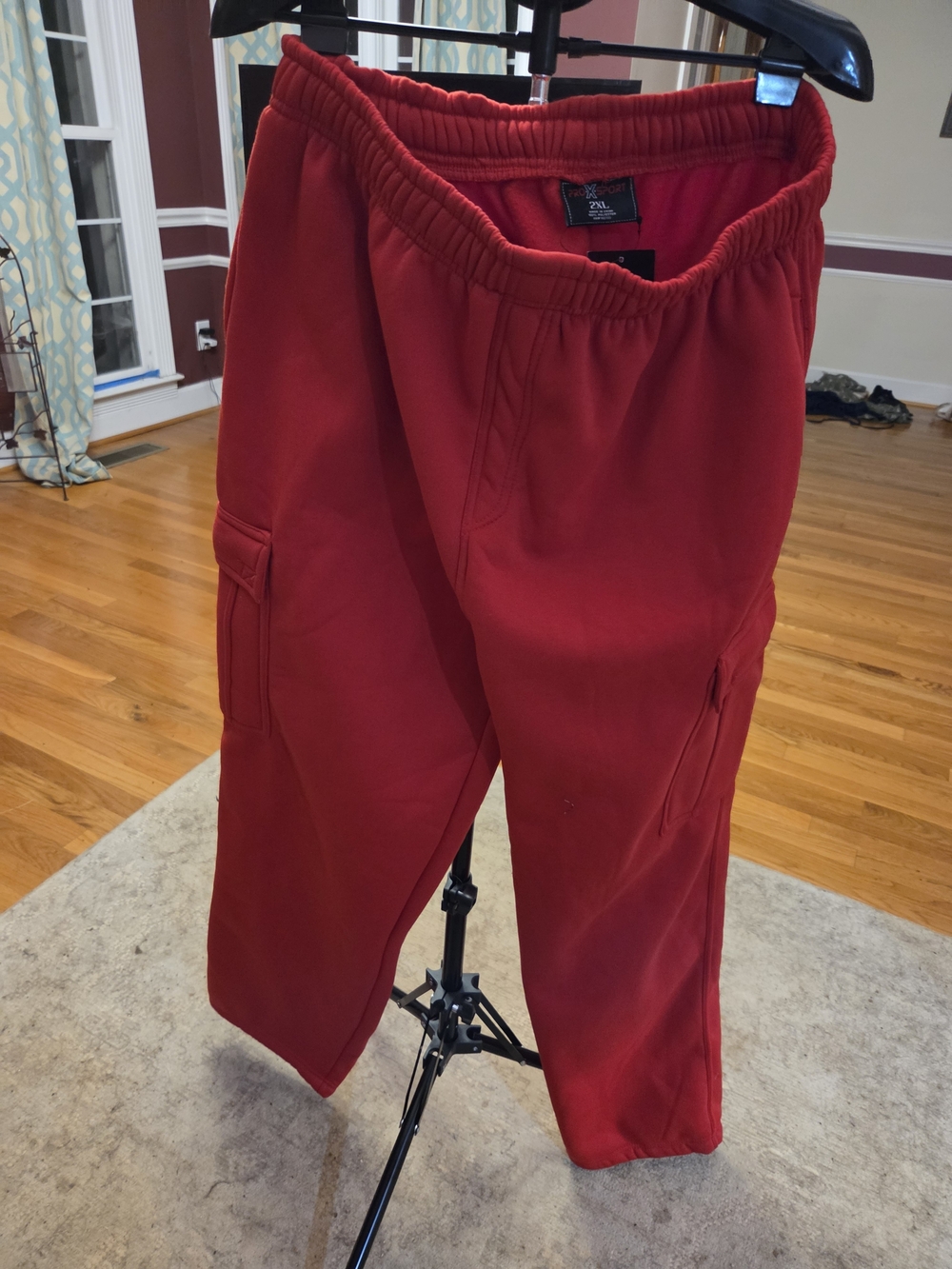 Men's Red Cargo Joggers with Elastic Waist